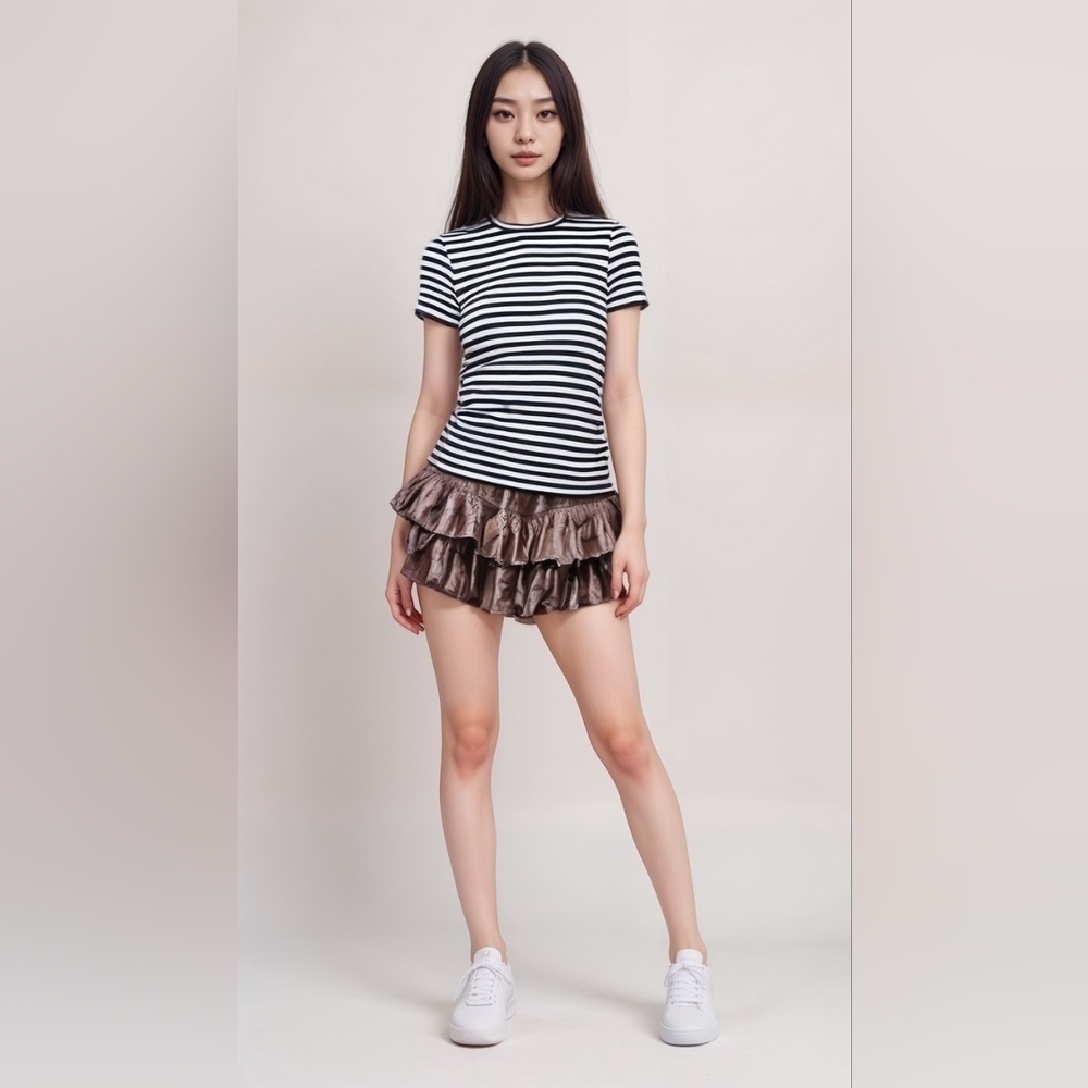 Aerie tiered mini black Skirt Size: L